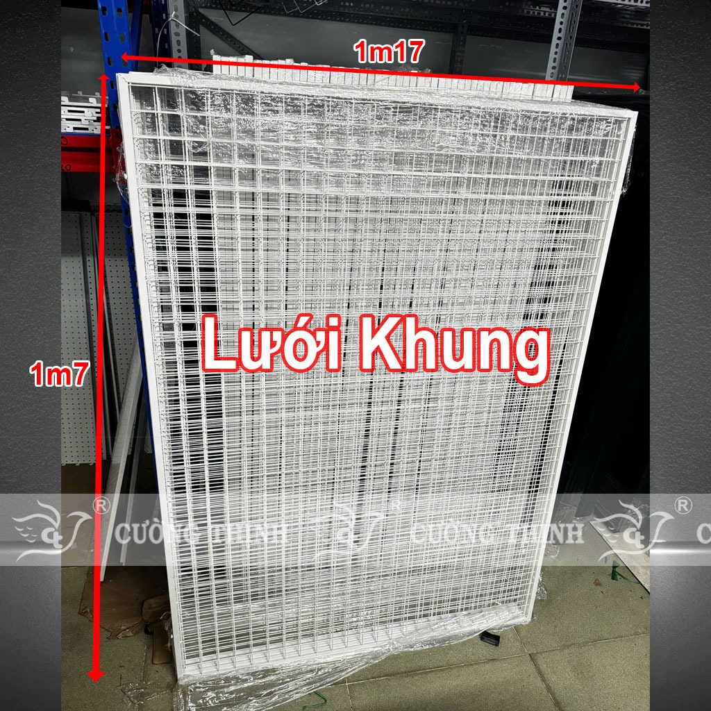 Khung lưới sắt treo đồ, khung lưới lắp kệ sắt siêu thị, lưới sắt ô vuông bắn tường cài móc treo, móc cài treo đồ đa năng