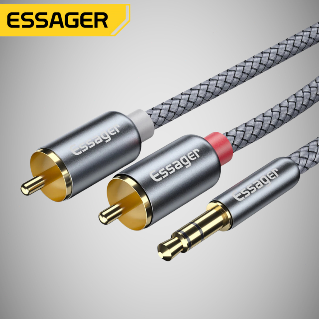ESSAGER 3,5mm đến 2 RCA Port Split Audio Cable Chất lượng âm thanh trung thực cao cho DVD TV Desktop