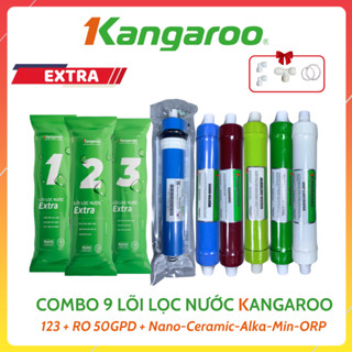 Combo 9 Lõi Lọc Nước Kangaroo Bộ Thô 123 RO50GPD Nano Ceramic Akaline Maifan ORP Dùng Cho Các Máy Lọc Nước RO