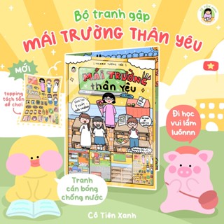  Bộ Tranh Gập Mái Trường Thân Yêu Cô Tiên Xanh tương tác Cắt sẵn tiện lợi 