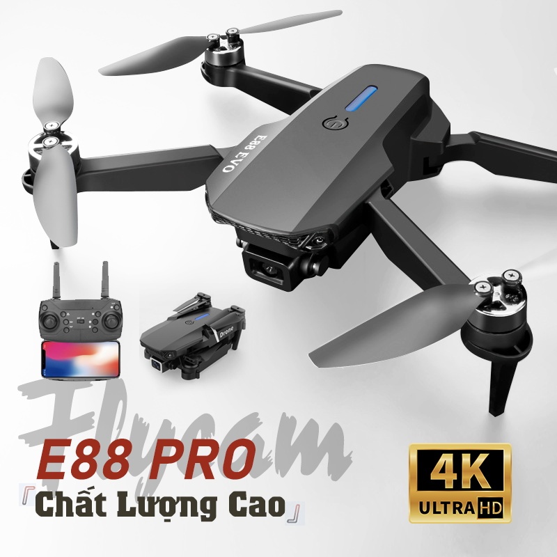 Máy Bay Camera E88 PRO Flycam Drone Camera HD 4K FPV 5000M Cảm Biến Tránh Vật Cản Xoay 360 Độ