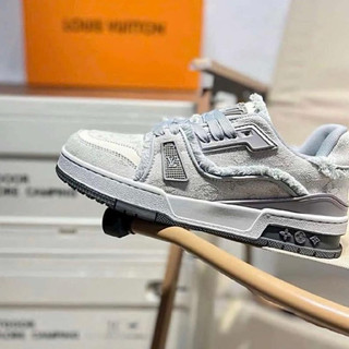 Giày LV Traner #54 Xám Grey Canvas Lai Au Nam Nữ Cao Cấp Tất/vớ trắng cao cổ xịn
