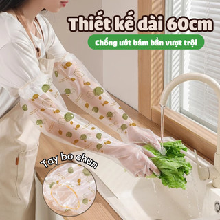 Găng tay TPE Siêu Dai Dùng 1 Lần - Dài 60Cm, Có Chun Chống Tuột,  Găng Tay Rửa Chén Bát, Giặt Đồ Dọn Dẹp Đa Chức Nă