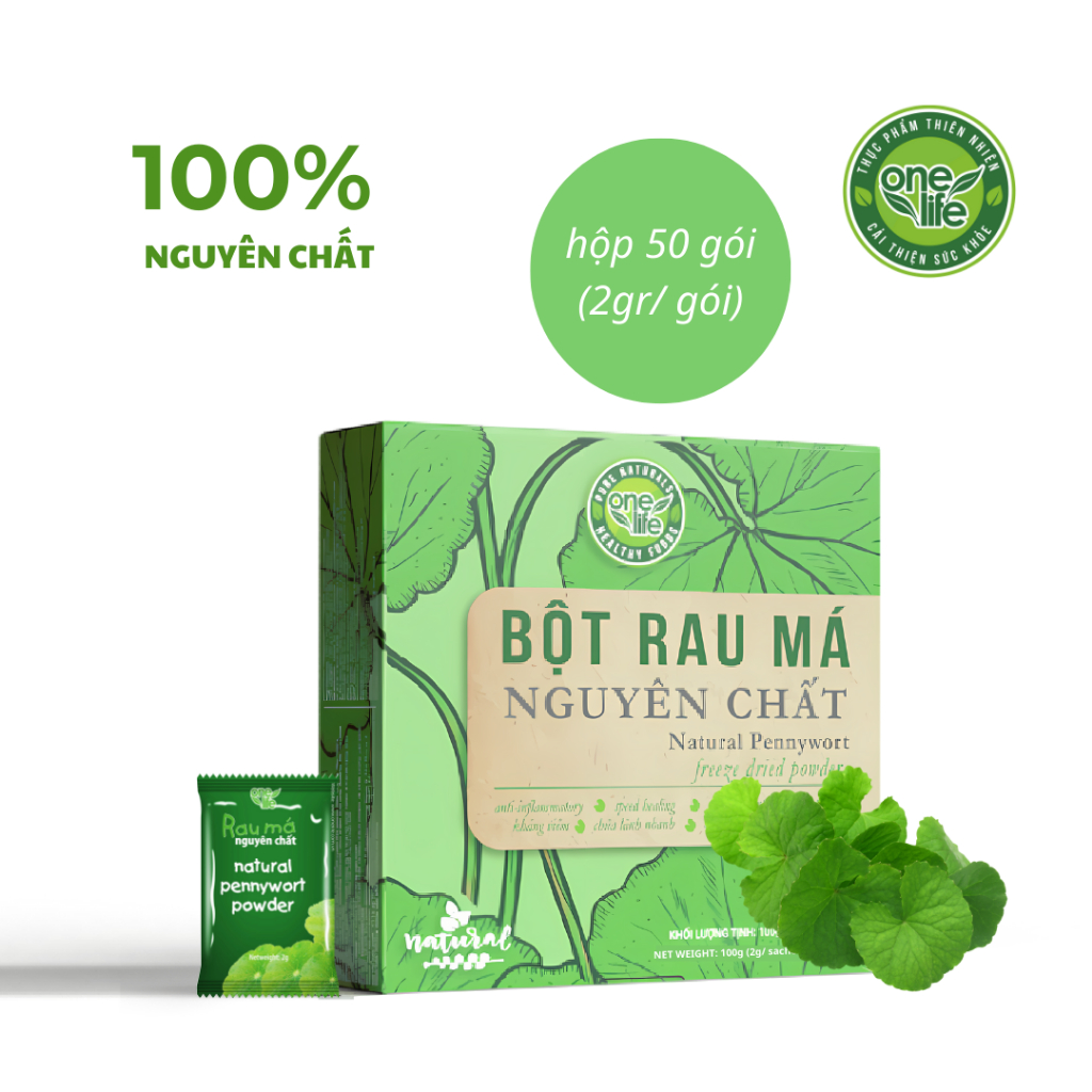 Bột Rau má Huế ONELIFE tươi hòa tan nguyên chất, giảm cân, không đường - Hộp 50 gói
