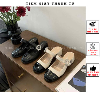 ( 666-A11)Sục nữ da mềm phối mũi bóng quai ngang khuy ngọc hàng QCCC fullbox