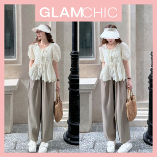 Set Đồ Nữ 2 Món Áo Hoa Thêu Thô Đũi Phối Quần Vải Xước Nhật Style Hàn Quốc Glamchic