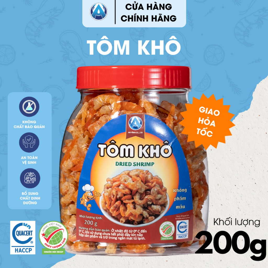 Tôm khô size lớn loại đặc biệt chuyên nấu canh, nấu nước dùng An Vĩnh 200g