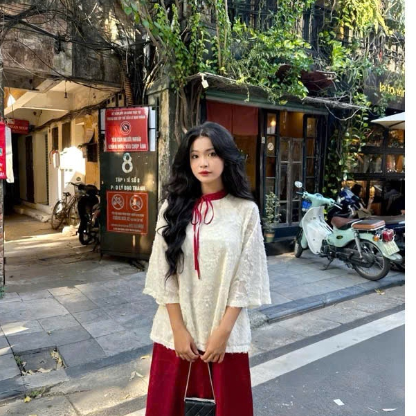 Set bộ cách tân áo lông vũ  pháp phục lễ chùa Kèm Quần, set đồ Tết, đi chùa cách tân áo phối lông xù