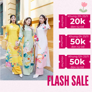 Áo dài cách tân nhiều màu in họa tiết xinh chất liệu tơ 4 tà cao cấp - Shop Áo Dài Mộc Lâm - AD67