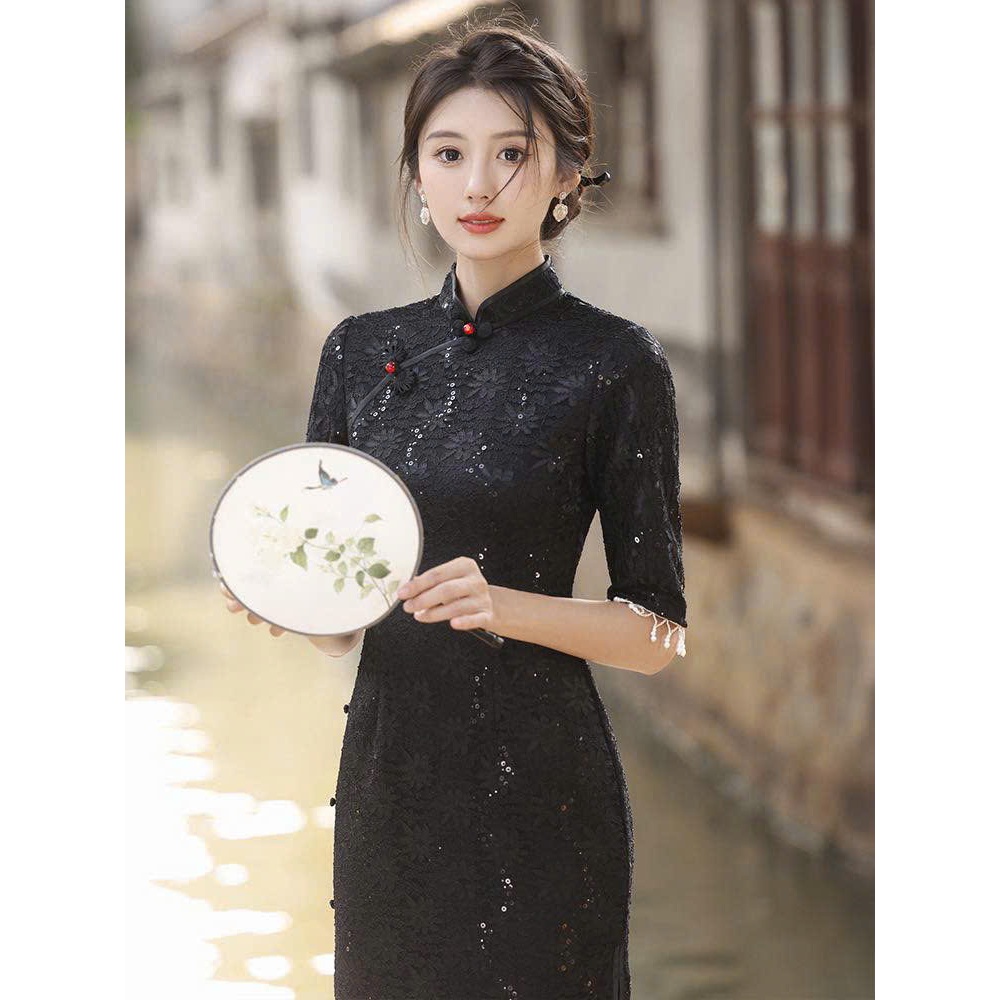 Wang shop [ hàng sẵn ] - Sườn Xám Lửng Tay Lở ,dáng đẹp from chuẩn chất liệu đẹp, hàng nhập khẩu.