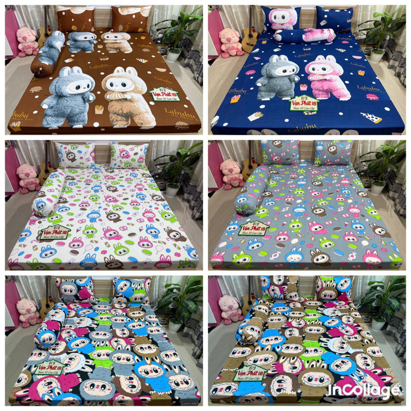 Tổng Hợp Size 1M2x2M Nhiều Mẫu -BỘ DRAP THUN HÀN QUỐC ( 4 món ) Gồm 1 ga bo chun, 2 áo gối nằm, 1 áo gối ôm dây