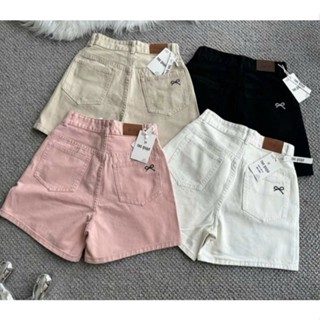 [SOB2003] QUẦN SHORT JEAN ĐÙI NỮ LƯNG CAO THÊU NƠ SAU TÚI MÀU TRẮNG ĐEN KEM HỒNG LAI CUỐN SIÊU CÁ TÍNH CHẤT NGẤT