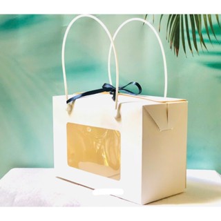 TÚI GIẤY KRAFT YẾN SÀO ĐỰNG HŨ THUỶ TINH - 18.8x12.5x9.2 - MÀU TRẮNG