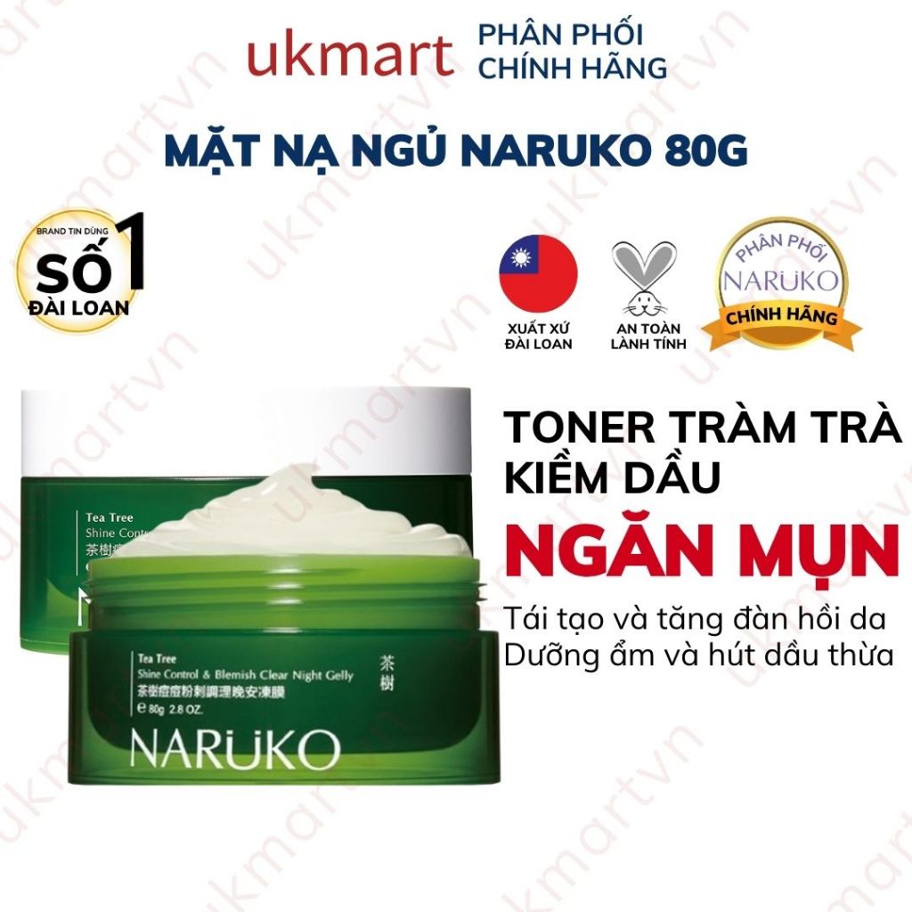 Mặt Nạ Ngủ Naruko Kiềm Dầu, Kiểm Soát Mụn Tea Tree Shine Control Blemish Clear Night Gelly 80 gr