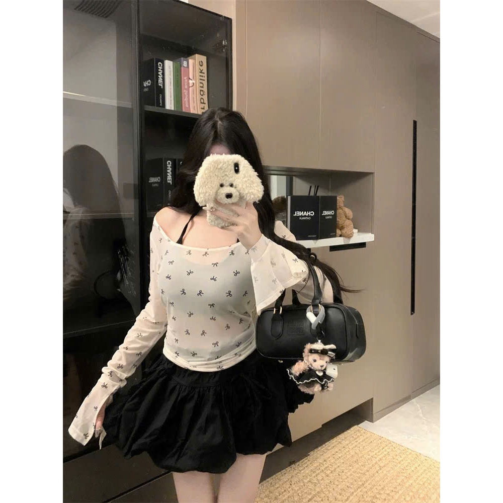 (SET 2 MÓN) Áo Thun Dài Tay Hai Mảnh Lệch Vai Dành Cho Nữ Mùa Hè Nơ, Hoạ Tiết Ngôi Sao In Hình Giveme.clothing_saigon | BigBuy360 - bigbuy360.vn