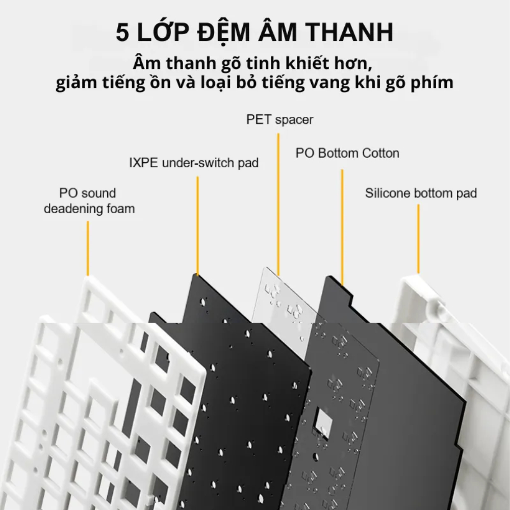 Bàn Phím Cơ Không Dây Núm Xoay AULA AU75 Gaming Hotswap 5 Pin 3 Mode Kết Nối Bluetooth Led Viền RGB | BigBuy360 - bigbuy360.vn