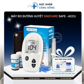 Máy đo đường huyết Safe-Accu  và bút lấy máu đồng bộ đi kèm + Que thử đường huyết Safe Accu và Kim lấy máu (sinocare)