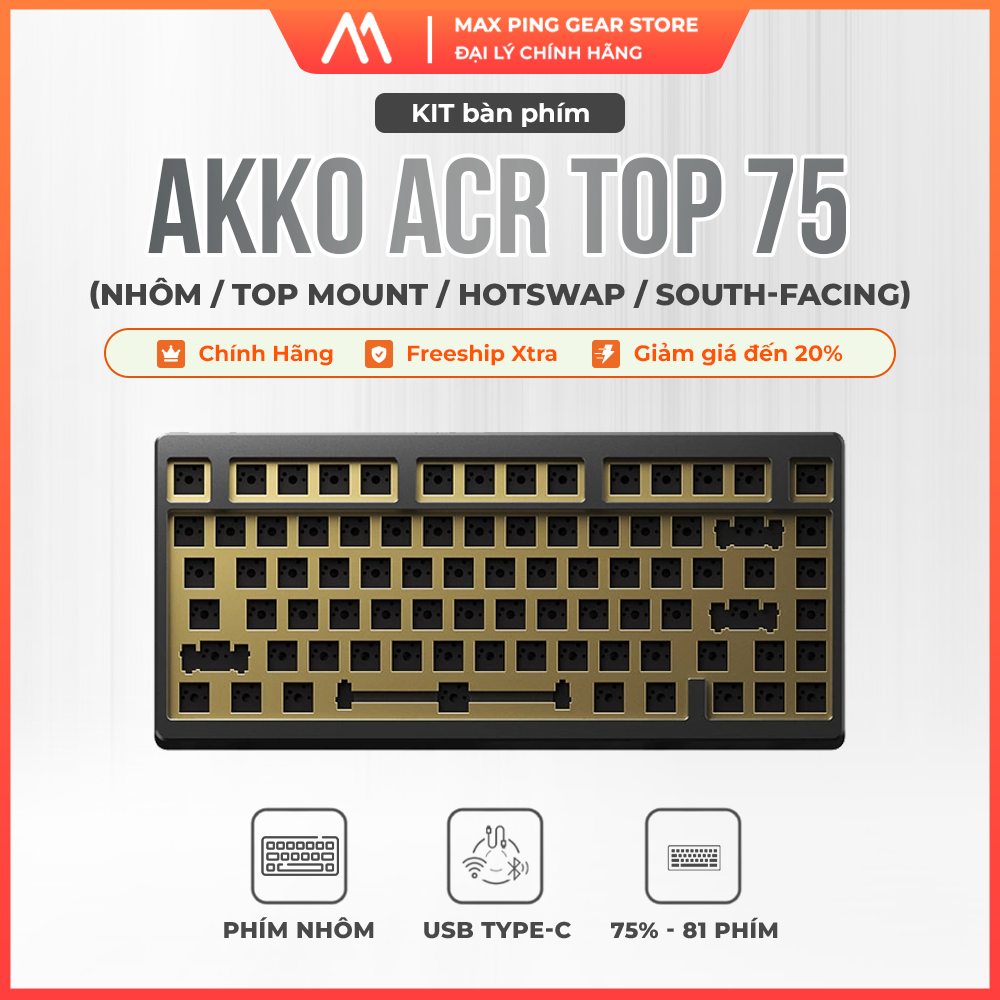 [HỎA TỐC] KIT bàn phím AKKO ACR TOP 75 – Gray (Nhôm /Top mount /Hotswap/South-Facing) - Maxpinggear