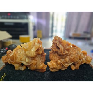 Tượng tỳ hưu đá vân gỗ nguyên khối