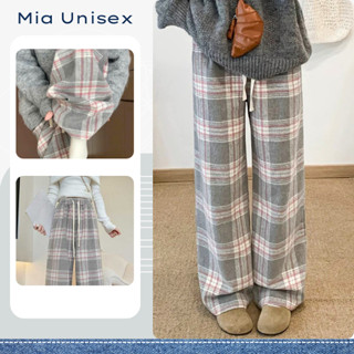 Quần suông nữ ống rộng kẻ caro phối dây rút chất liệu dày dặn phong cách Hàn Quốc MIA QS002