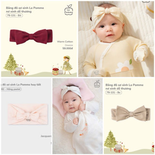 Băng đô nơ La Pomme, turban nơ cho bé gái điệu đà , mềm mại