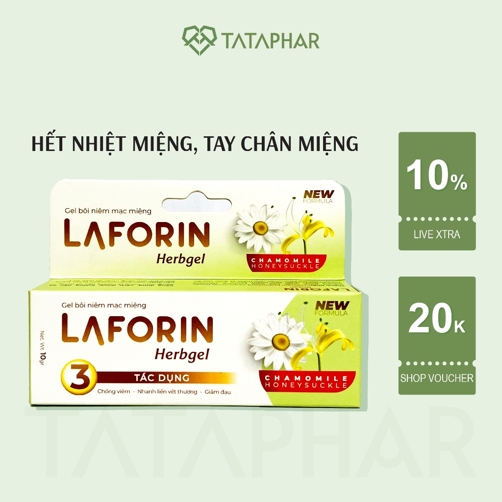 LAFORIN Herbgel Gel bôi nhiệt miệng Giảm đau tức thì cho bé mắc tay chân miệng, lành vết thương 10g