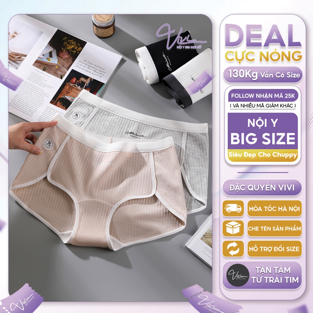 Quần lót nữ bigsize cạp cao vải cotton co dãn xẻ đùi - Nội y big size nữ - Kháng khuẩn 7A Size tới 100Kg - Mã N75