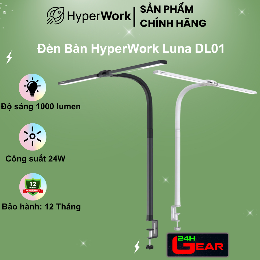 Đèn bàn LED HyperWork Luna DL01 ( Công suất 24w) Chính hãng