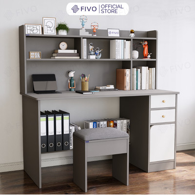 [TRẢ GÓP 0%] Bộ Bàn Ghế Làm Việc, Học Tập Gỗ Kết Hợp Kệ Sách FIVO FD05, Ngăn Kệ Rộng Rãi, Kích Thước Cao 136cm