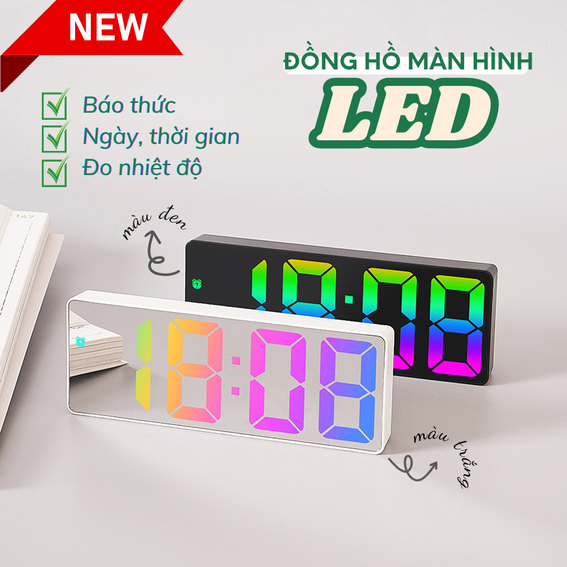 Đồng Hồ LED Lily's Decor House, Báo Thức, Hiển Thị Ngày & Nhiệt Độ, Trang Trí Sang Trọng