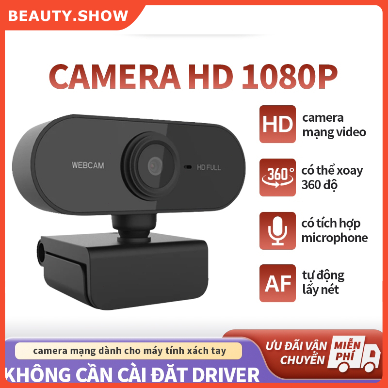 Webcam máy tính HD 1080P Có MIC dùng cho laptop, PC cổng USB, webcam pc dùng để học trực tuyến lives