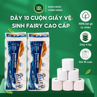 10 Cuộn Giấy Vệ Sinh Fairy Cao Cấp Có Lõi Tiện Lợi 4 Lớp Mềm Mịn Tan Nhanh Trong Nước