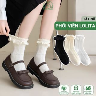 Tất lolita cổ cao Socks House phối ren phong cách Nhật , vớ nữ cổ bèo mềm mại siêu xinh, dễ thương