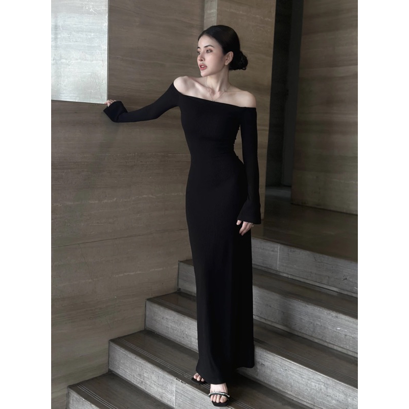 [MY BEA style] Váy body trễ vai dáng dài maxi