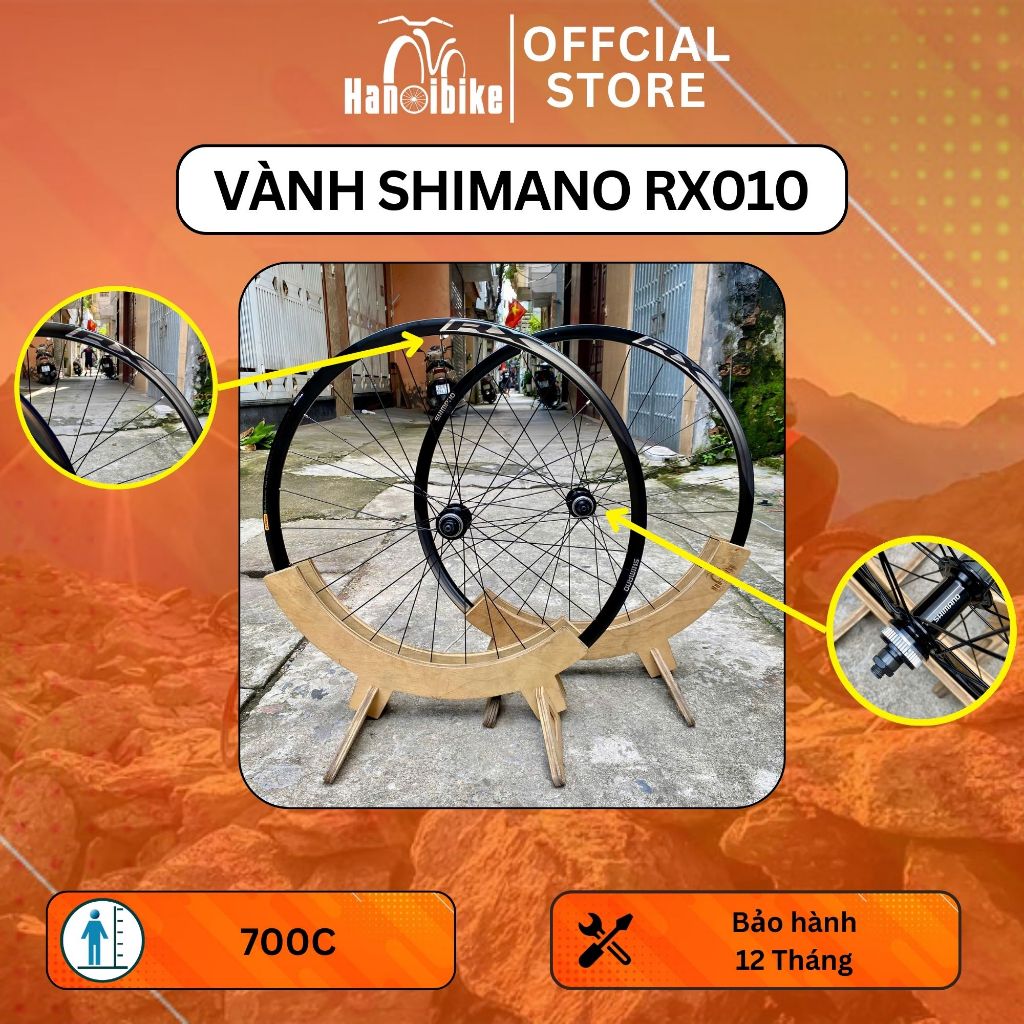 Vành Nhôm Xe Đạp Đua Road Shimano RX010 Phanh Đĩa CENTER LOCK 700C  10/11 sp- 2.4cm (Cặp)