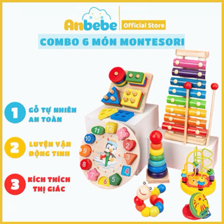 COMBO 6 MÓN ĐỒ CHƠI GỖ MONTESSORI ANBEBE THÔNG MINH PHÁT TRIỂN TRÍ TUỆ CHO BÉ