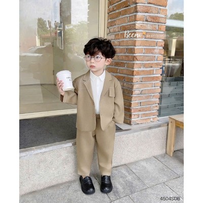 Set vest cổ ve Beemo (kèm áo sơ mi) may chỉ nổi vải dạ text mặc đi học, đi chơi, sự kiện cho bé từ 9-24kg 4392SDB