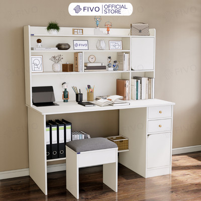 [TRẢ GÓP 0%] Bộ Bàn Ghế Học Tập, Làm Việc Gỗ Kết Hợp Kệ Sách Đa Năng FIVO FD05, Nhiều Ngăn Kệ, Kích Thước Cao 150cm