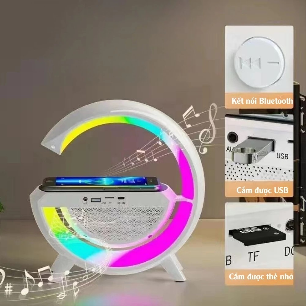 ( CỰC CHẤT ) LOA BLUETOOTH CHỮ G BT3401 – LOA NGHE NHẠC – SẠC KHÔNG DÂY – ĐÈN NGỦ 13 CHẾ ĐỘ