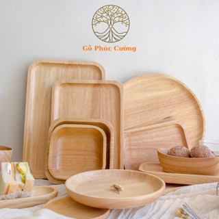 Khay Gỗ Đa Năng Gỗ Phúc Cường Có Tay Cầm Cao Cấp Dùng Để Bưng Bê Đồ Ăn, Đựng Thực Phẩm, Khay Gỗ Chữ Nhật Decore
