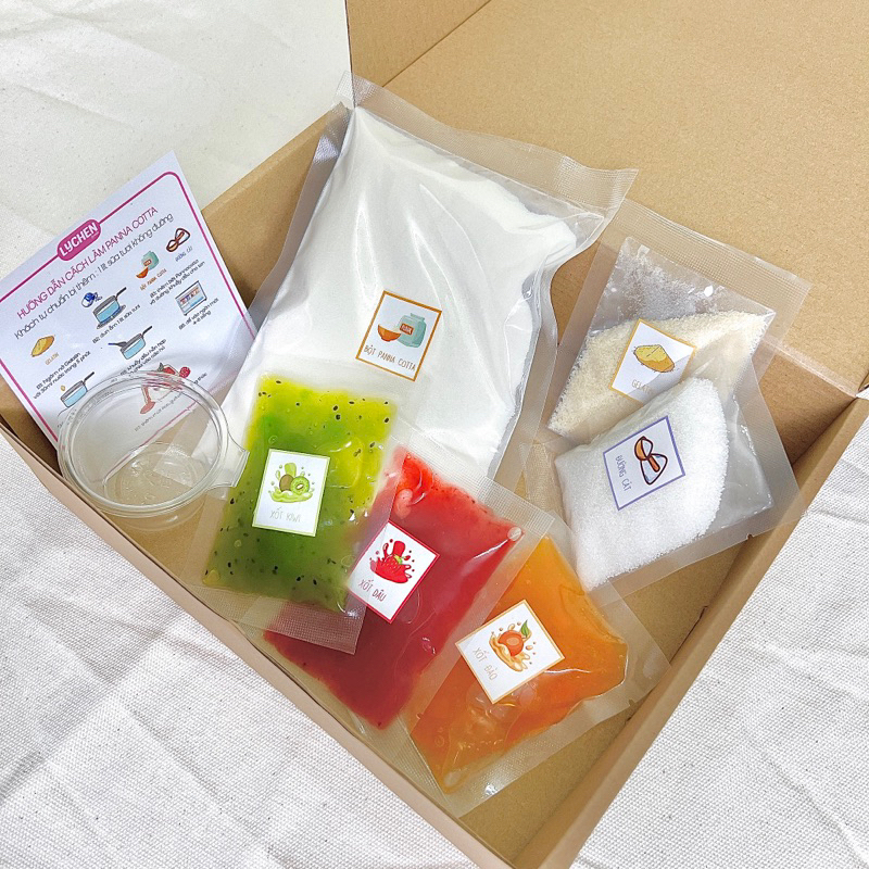 Set nguyên liệu làm PANNA COTTA thành phẩm ra 20hũ - LYCHEN FOODs