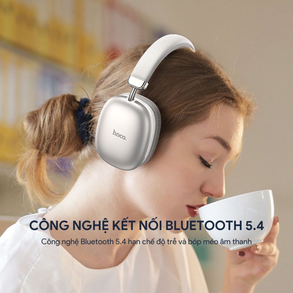 Tai nghe chụp tai Bluetooth V5.4 Hoco W55 phiên bản 90h có mic đàm thoại hỗ trợ khe cắm thẻ nhớ,cổng AUX, nghe nhạc | BigBuy360 - bigbuy360.vn