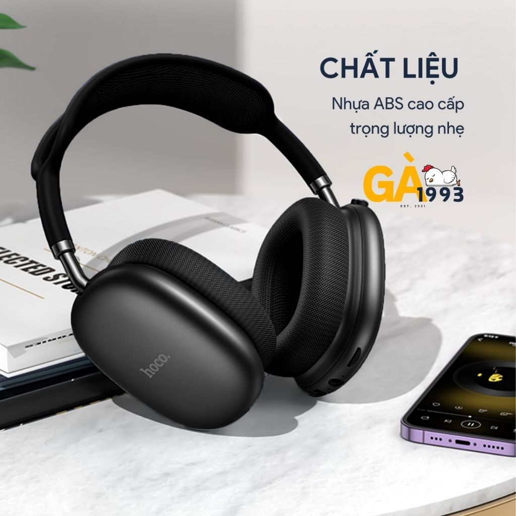 Tai nghe chụp tai Bluetooth V5.4 Hoco W55 phiên bản 90h có mic đàm thoại hỗ trợ khe cắm thẻ nhớ,cổng AUX, nghe nhạc | BigBuy360 - bigbuy360.vn