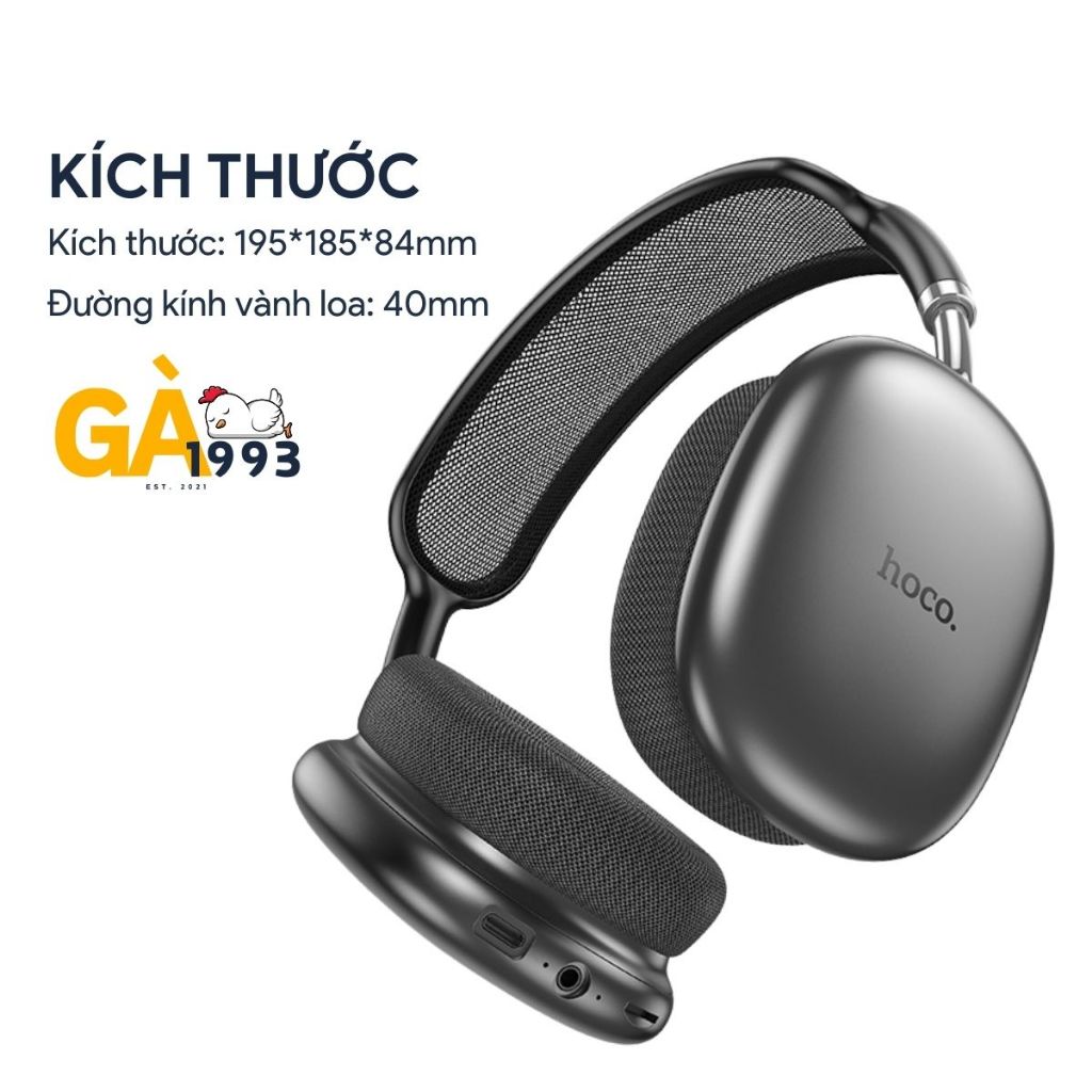 Tai nghe chụp tai Bluetooth V5.4 Hoco W55 phiên bản 90h có mic đàm thoại hỗ trợ khe cắm thẻ nhớ,cổng AUX, nghe nhạc | BigBuy360 - bigbuy360.vn