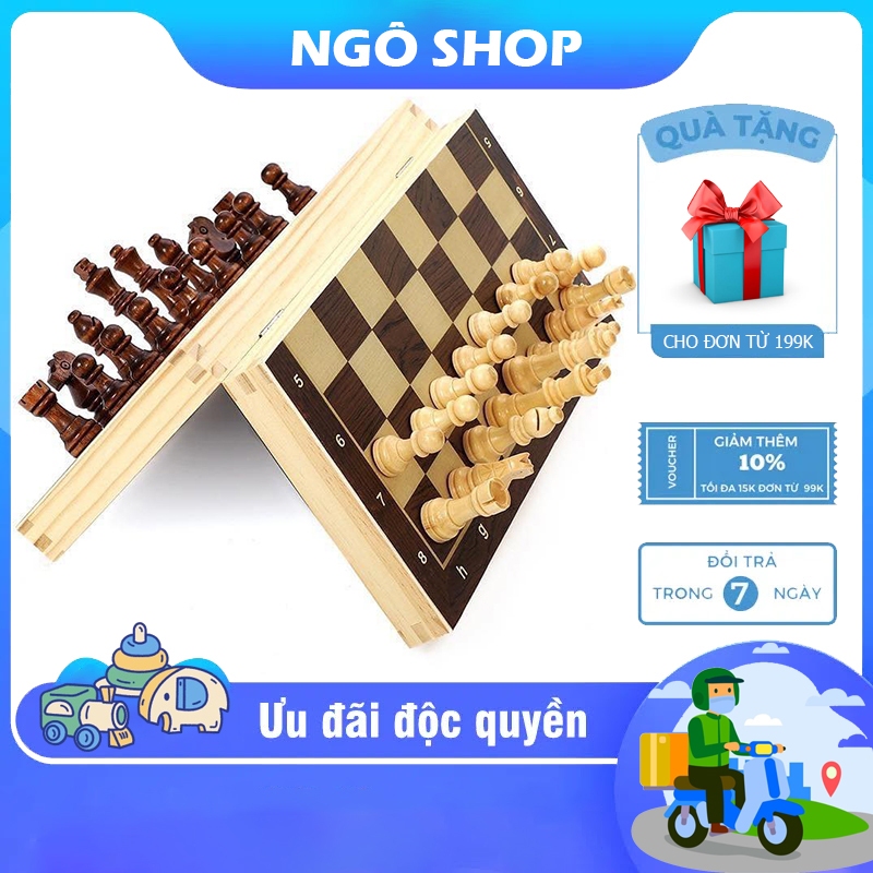 Bộ Cờ Vua Gỗ Cao Cấp [Có/Không Nam Châm] Kích Thước 29x29cm Thông Minh Gấp Gọn