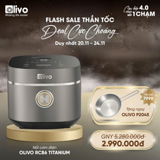 (Bản mới) Nồi Cơm Điện OLIVO RC86 – Lòng Nồi INOX 304 Chống Dính Tự Nhiên - Nấu Cơm Gạo Lứt, Cơm Tách Đường