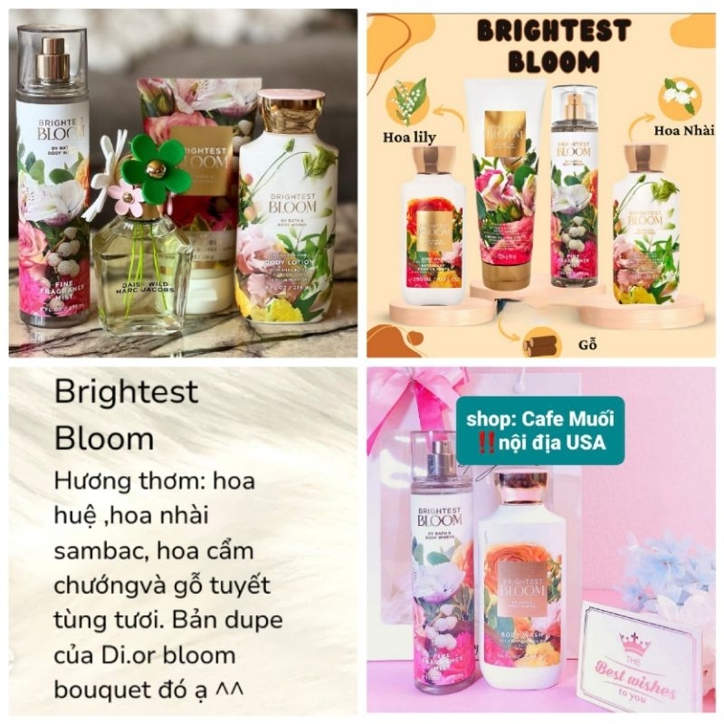 Brightest Bloom‼️ XỊT THƠM _ SỮA DƯỠNG _  GEL TẮM HƯƠNG NƯỚC HOA  Bath & Body works