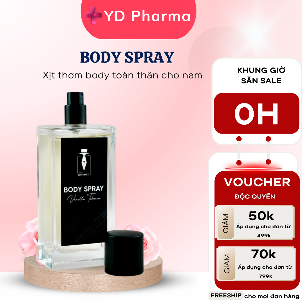 Nước Hoa Nam Body Spray Tobacco Vanille – Signed Contract, Hỗ Trợ Giảm Mùi Cơ Thể, Hương Thơm Lịch L