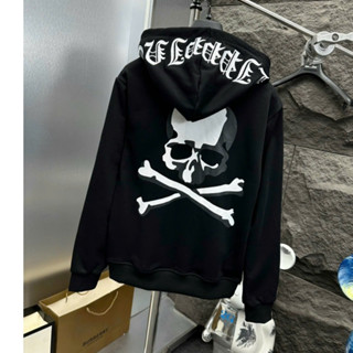 Áo Hoodie Nỉ Nam PHILIPP Đen Đầu Lâu Thêu Siêu Nét Thu Đông, Áo Khoác Philip Thể Thao Nam Chuẩn Loại 1 Quảng Châu