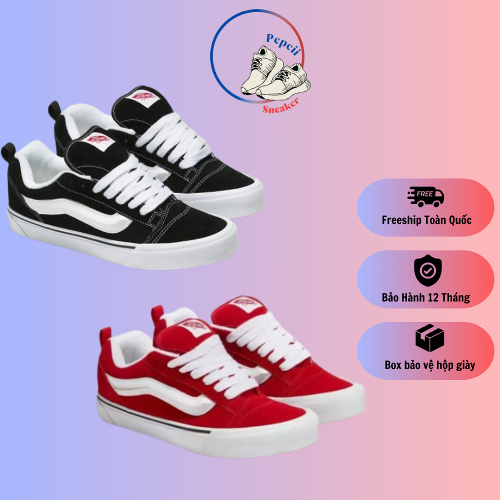 Giày Thể Thao Nam Nữ Vans Knu Skool Đen,Đỏ Bản Siêu Cấp Full Box PepCii Sneaker BH 12 Tháng
